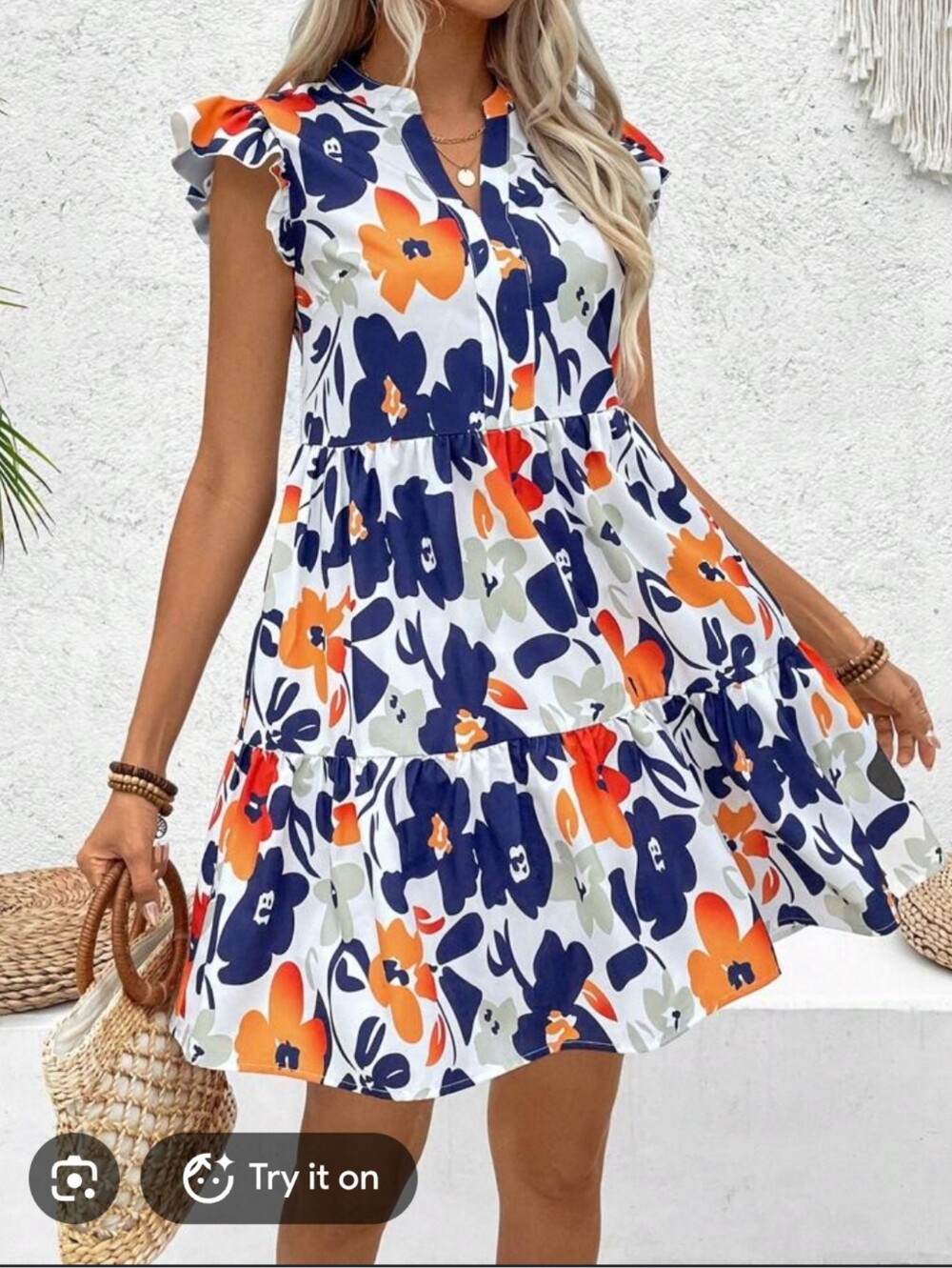 Bright Floral Print Ruffle Sleeve Tiered Mini Dress Shein Curve Women Plus 2X